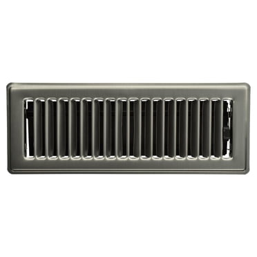 Imperial 3" x 10" Brushed Nickel Steel Floor Register, Louvered, 1-pk