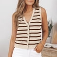thumbnail image 4 of Women Striped Dressy Tops Cropped Tank Tops Sleeveless Button Up Cardigan Sweater Vests, 4 of 5