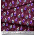 thumbnail image 3 of Soimoi Purple Poly Georgette Fabric Peacock Feather Printed Craft Fabric by the Yard 52 Inch Wide, 3 of 3