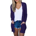 thumbnail image 1 of AherBiu Womens Cardigan Tops Long Sleeve Open Front Mid-Long Outwear with Pockets Spring Clothes, 1 of 6