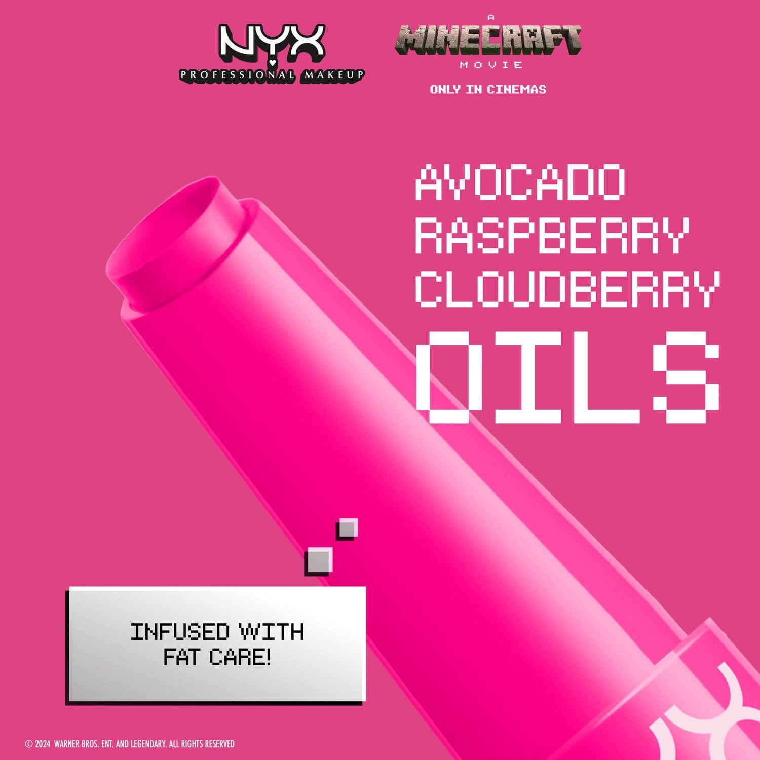 NYX Professional Makeup A MINECRAFT MOVIE Fat Oil Slick Click, Shade: Cherry Grove Girlie (Pink)