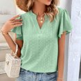thumbnail image 4 of Birdeem Womens Spring and Summer Gold Lace Stitching V-Neck Solid Color Bottom T-Shirt Hollow Top, 4 of 8