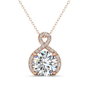 Cate & Chloe Alessandra 18k Rose Gold Plated Silver Necklace with Simulated Diamonds for Women
