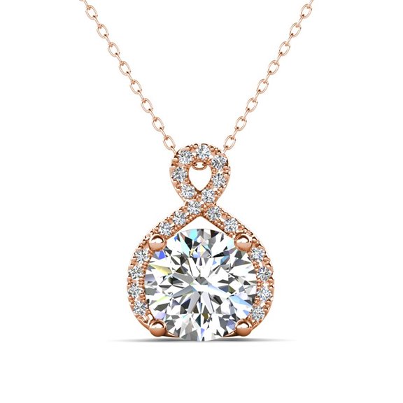 Cate & Chloe Alessandra 18k Rose Gold Plated Silver Necklace with Simulated Diamonds for Women