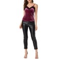 thumbnail image 2 of INSPIRE CHIC Women's Velvet Lace Spaghetti Strap Cami Top S Pink Purple, 2 of 6