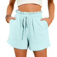 thumbnail image 2 of Dealovy Lounge Shorts for Women High Elastic High Rise Textured Drawstring Wide Leg Shorts with Pockets, 2 of 6