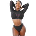 thumbnail image 1 of EGNMCR Bikini Set Women With Chest Pad Without Underwire Long Sleeve Mesh Three Piece Set Swimsuit, 1 of 9
