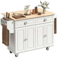 thumbnail image 1 of HOMCOM Îlot de Cuisine avec Rangement, Îlot de Cuisine avec Abattant, Blanc, 1 of 10