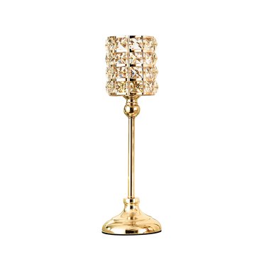 TiooDre Bougeoir Doré en Verre Cristal Structure en Métal Porte-Bougie Pilier Porte-Lampe à Thé en Cristal pour Décoration de Mariage Fête Maison