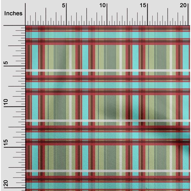 oneOone Polyester Lycra Fabric Madras Check Decor Fabric Printed BTY 56 Inch Wide