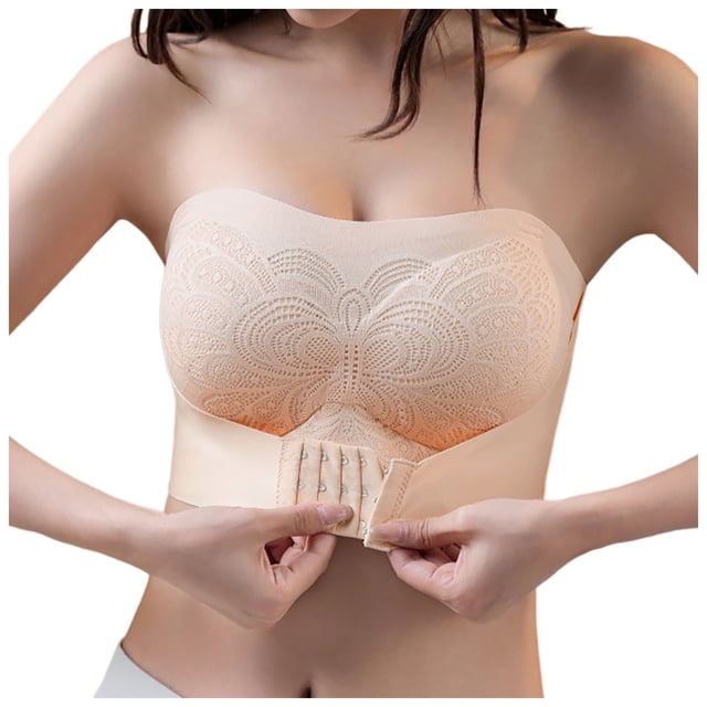 Kcodviy Women's Comfortable and Transparent Running Bra Shoulder Strap Cordless Backless Thin Bras for Women Spongeless with Convertible Shoulder Pack Bras for Women Straps