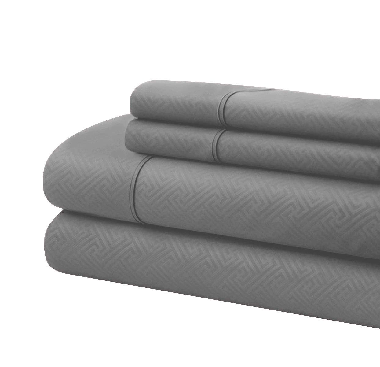 Bassano 1800 Series Embossed Deep Pocket Sheet Set - Super Soft & Wrinkle Free - Luxurious Bed Sheets Set (King, Gray)