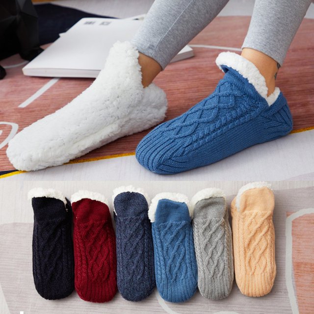 1 Pair Floor Socks Unisex Wear Resistant Fine Stitching Anti-friction Cold Resistant Slipper Socks for Winter