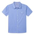 thumbnail image 1 of Bienzoe Boy's Cotton Plaid Button Down Short Sleeve Shirt Light Blue 11/12, 1 of 6
