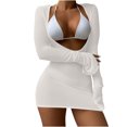 thumbnail image 2 of Meichang Maillots de Bain Trois Pièces pour Femmes avec Robe de Plage par-Dessus, Bikini à Dos Nu, Ensembles de Bikini Triangle String, Maillot de Bain avec Découpe, Sortie de Plage, 2 of 3