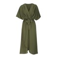 thumbnail image 3 of BEFOKA Robe pour Femme Grande Taille, Liquidation de Robes d'Été pour Femmes, Robe Longue Irrégulière Décontractée Unie à Lacets pour Femme, 3 of 4