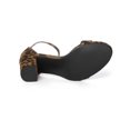 thumbnail image 4 of BLISSFUL STEP Women's Shoes Solid Color Open Toe Block High Heels Summer Sandals Brown-Leopard 6.5, 4 of 8