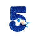thumbnail image 1 of Goleeg Ocean-Themed Number Candles, Number 5 Blue Sparkle Birthday Candles with Fishbone and Starfish Designs, Nautical-Style Ocean-Themed Cake Decorations for Summer Beach and Pool Parties, 1 of 6