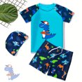 thumbnail image 2 of WEIYLL Maillot de Bain Fille Manches Courtes Raglan Trunks Maillot Dermoprotecteur Enfants 3 Pcs pour 5-6 Ans, 2 of 3