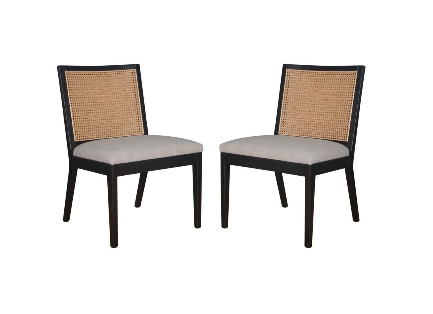 Chaise de salle à manger Charlotta en noir, chaise de salle à manger en bois massif, chaise de salle à manger en rotin, chaise de salle à manger en rotin hexagonal, chaise de salle à manger rembourrée