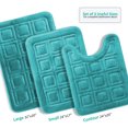 thumbnail image 2 of Clara Clark Bathroom Rugs, Velvet Memory Foam Bath Mat, Ultra Soft Non Slip and Absorbent - Waffled - Set Small, Large & Contour - Teal, 2 of 6