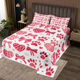 thumbnail image 2 of Erosebridal Princess Bowknot Coverlet Set King, Cartoon Heart Bedding Set, Animals Paw Decor 3pcs, 2 of 5