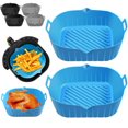 thumbnail image 4 of 2 Pcs Pot en Silicone pour Friteuse à Air Chaud avec Poignée Résistant à la Chaleur Doublure pour Friteuse à Air 6.9 Pouces Moule de Cuisson Carré, 4 of 4