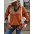 thumbnail image 3 of Haut Tricoté pour Femmes, Col en V, Manches Raglan, Confortable pour le Travail, pour les Rendez-Vous, Gris, Noir, Rouge, Bleu, Kaki, Rose Vif, Couleur Citrouille, 3 of 8