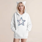 ZMFXJPE Hoodie Sweaters for Women Comfy Sweater Women's Pullover Hoodies Fall Essentials Hooded Sweatshirts for Women(White,S)