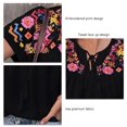 thumbnail image 3 of Chemise Décontractée à Manches Courtes pour Femmes, Blouse Brodée Vintage Col Rond pour Travail pour Bureau pour Magasinage, 3 of 5