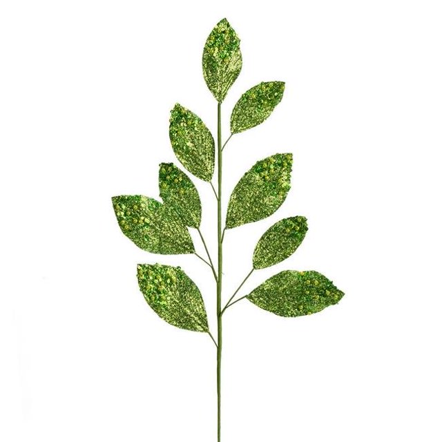 Vickerman QG191873 29 in. Lime Glitter Leaf Spray - 6 per Bag