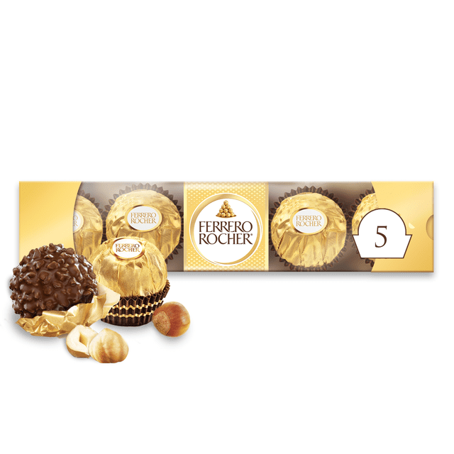 Chocolat fin aux noisettes FERRERO ROCHER, 5 chocolats