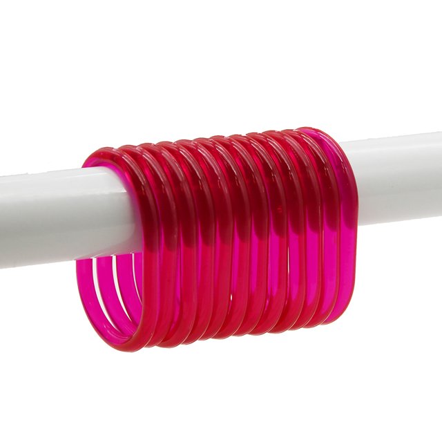Clear Pink Plastic Shower Curtain Rings - Set of 12