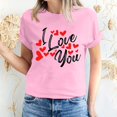 thumbnail image 1 of Pisexur T-shirt de la Saint-Valentin pour Femmes, Imprimé Amour, Manches Courtes, Col Rond, 1 of 5