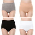 thumbnail image 1 of Plebaso Womens High Waisted Cotton Underwear Full Coverage Ladies Panties Multipack Regular and Plus Size, 1 of 5
