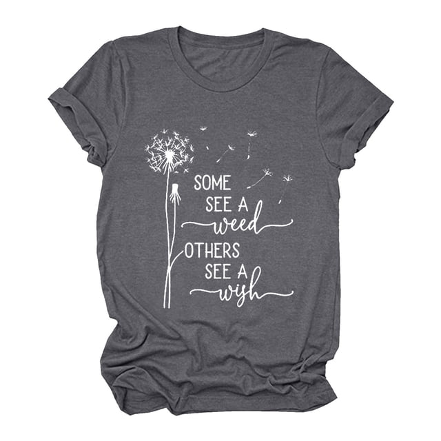 T-shirt Décontracté pour Femme à Manches Courtes avec Imprimé de Lettres
