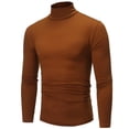 thumbnail image 4 of Chandails à Col Roulé pour Hommes à Manches Longues Col Roulé pour Hommes à Manches Longues Couleur Unie Extensible Coupe Ajustée Haut de Base Blouse, 4 of 6