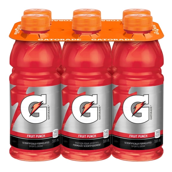Gatorade Fruit Punch Sports Drink 6 x 591 mL, Bottles