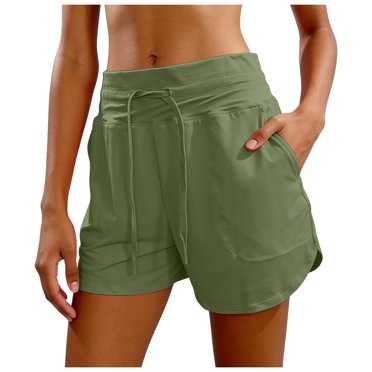 felwors Shorts de Planche de Bain pour Femmes 5 Pouces Taille Haute Séchage Rapide UPF 50+ Bas de Maillot de Bain avec Doublure Type Boxeur Poches à Glissière AG TTG