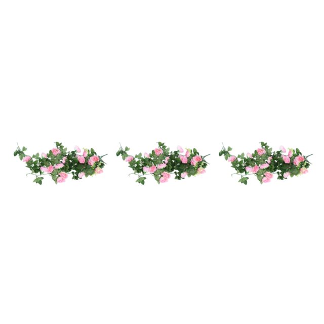 stanreset 1/2/3/5 Artificial Flower Plant Fake Vine Roses Simulation Rose Self-Assembly Party Balcony Garden Restaurant Living Room Garland Pink 3PCS