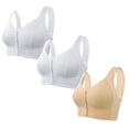 thumbnail image 1 of cfhntfmh 3pc Front Closure Bras for Women Mid Support Plus Size Bras Thin Wireless Bras Full Coverage T-Shirt Bralettes, 1 of 2