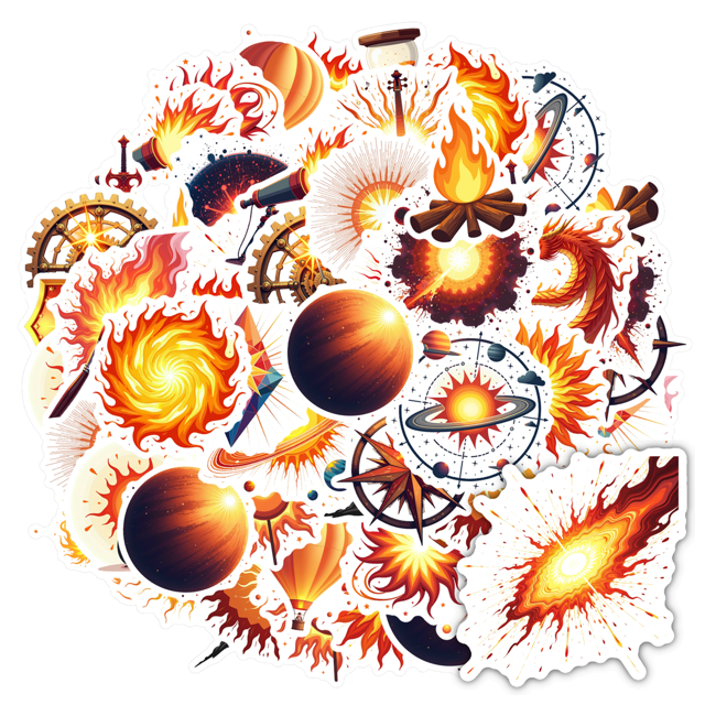 Fiery Stickers Sun Galaxy Stickers Energy Stickers Light Fire Stickers for Notebooks Laptops Guitar