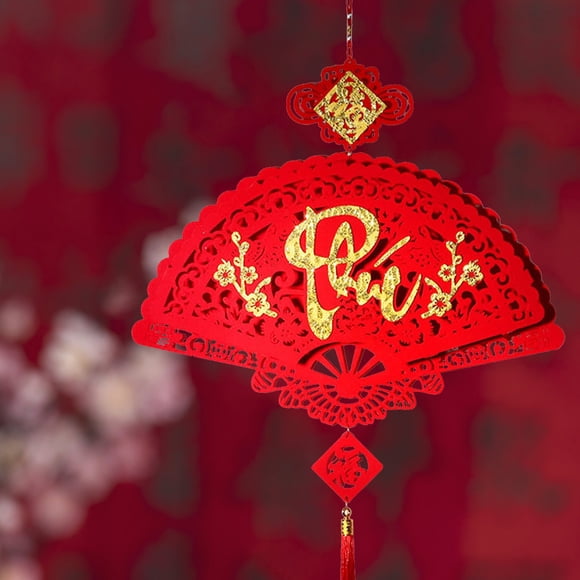 JWshufel Décorations Suspendues Vietnamiennes Nouvel An 2025 avec Pompons pour Festival de Printemps Décoration Maison Travail Exquis Nouvel An Intérieur Extérieur
