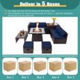 thumbnail image 4 of Patiojoy Ensemble de 9 Pcs de Meubles de Patio Extérieur avec Table de Foyer au Propane de 35 Pouces, Ensemble de Canapé Sectionnel d'Extérieur en Osier PE Gain de Place avec Coffre de Rangement et Coussins, Bleu Marine, 4 of 10