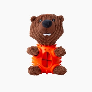 One Paw, Beaver Plush Rubber Dog Toy with Treat Dispenser, 9 inches