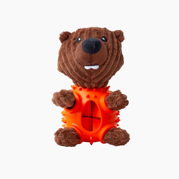 One Paw, Un jouet en peluche pour chien en forme de castor avec un distributeur de friandises, 23 cm