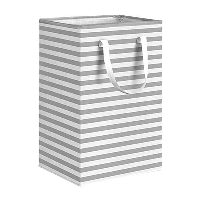 Ohufall Foldable Fabric Storage Bag Storage Basket Striped Pattern For Dirty Clothes Cotton Quilt Moving Use Laundry Basket Easy To Fold And Carry