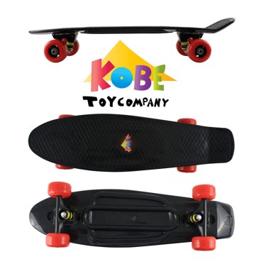 KOBE PENNY SKATEBOARD - 27" Deck - Retro Mini Cruiser - Waffle Surface - for Kids and Adults - Black