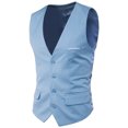 thumbnail image 2 of Jovati Sleeveless Suit Vest for Men, Solid Color, Polyester Blend, Slim Fit, Button Front, Casual Formal Wear, Spring Summer, 2 of 5