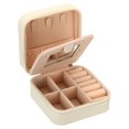 thumbnail image 1 of Unique Bargains Travel Jewelry Case, Small Jewelry Organizer Portable Mini Jewelry Box with Mirror Square Style 1, Beige, 1 of 5
